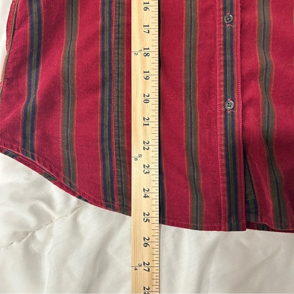 Vintage 90’s Lauren Ralph Lauren Burgundy Striped Corduroy Dark Academia Shirt - Picture 8 of 8